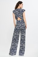 Kombinezon z nogawkami palazzo KM43 Wzór Zebra/Navy - Nife Nife