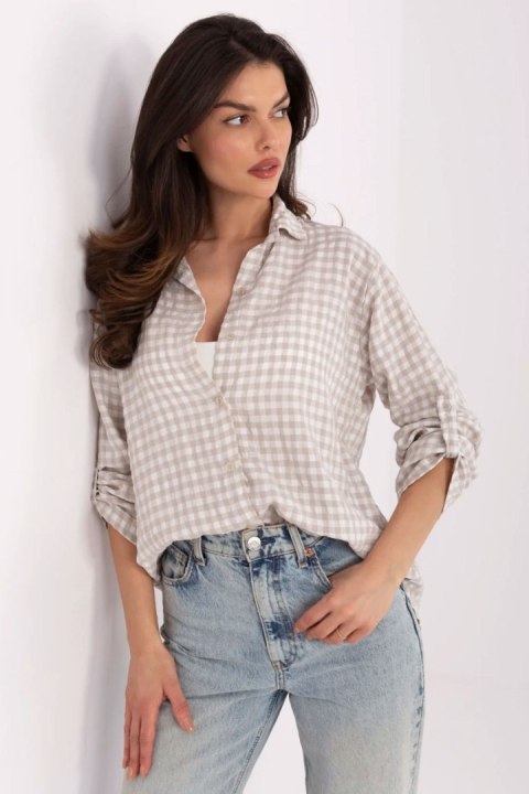 Koszula Damska Model MO-KS-1802.84 White/Beige - Italy Moda Italy Moda