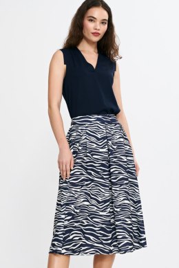 Spódnica midi z zakładkami SP83 Wzór Zebra/Navy - Nife Nife