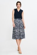 Spódnica midi z zakładkami SP83 Wzór Zebra/Navy - Nife Nife Spódnica midi z zakładkami SP83 Wzór Zebra/Navy - Nife Nife