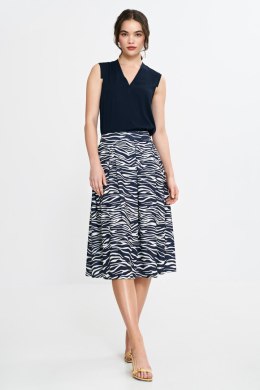 Spódnica midi z zakładkami SP83 Wzór Zebra/Navy - Nife Nife