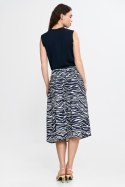Spódnica midi z zakładkami SP83 Wzór Zebra/Navy - Nife Nife Spódnica midi z zakładkami SP83 Wzór Zebra/Navy - Nife Nife