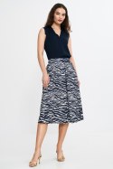 Spódnica midi z zakładkami SP83 Wzór Zebra/Navy - Nife Nife Spódnica midi z zakładkami SP83 Wzór Zebra/Navy - Nife Nife