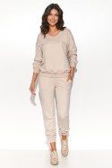 Spodnie Komplet Model NU430 Light Beige - Numinou Numinou Spodnie Komplet Model NU430 Light Beige - Numinou Numinou