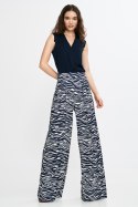 Spodnie palazzo SD115 Wzór Zebra/Navy - Nife Nife Spodnie palazzo SD115 Wzór Zebra/Navy - Nife Nife