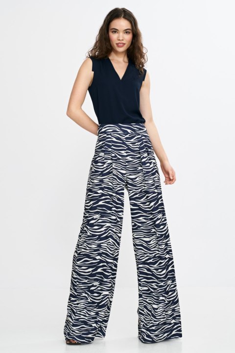 Spodnie palazzo SD115 Wzór Zebra/Navy - Nife Nife Spodnie palazzo SD115 Wzór Zebra/Navy - Nife Nife