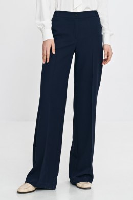 Spodnie wide leg z gumą w pasie SD113 Navy - Nife Nife