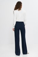 Spodnie wide leg z gumą w pasie SD113 Navy - Nife Nife Spodnie wide leg z gumą w pasie SD113 Navy - Nife Nife