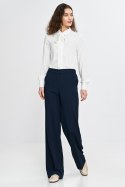 Spodnie wide leg z gumą w pasie SD113 Navy - Nife Nife Spodnie wide leg z gumą w pasie SD113 Navy - Nife Nife