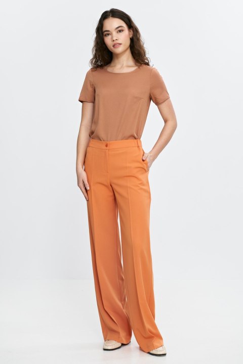 Spodnie wide leg z gumą w pasie SD113 Orange - Nife Nife Spodnie wide leg z gumą w pasie SD113 Orange - Nife Nife