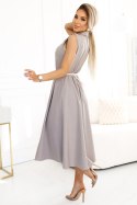 Sukienka Model 596-2 Grey Beige - Numoco Numoco Sukienka Model 596-2 Grey Beige - Numoco Numoco