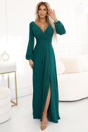 Sukienka Model Nela 572-4 Bottle Green Brokat - Numoco Numoco Sukienka Model Nela 572-4 Bottle Green Brokat - Numoco Numoco
