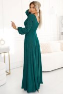 Sukienka Model Nela 572-4 Bottle Green Brokat - Numoco Numoco Sukienka Model Nela 572-4 Bottle Green Brokat - Numoco Numoco