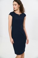 Sukienka Ołówkowa sukienka z rozcięciem na dekolcie S268 Navy - Nife Nife Sukienka Ołówkowa sukienka z rozcięciem na dekolcie S268 Navy - Nife Nife