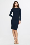 Sukienka z asymetryczną zakładką przy dekolcie S265 Navy - Nife Nife Sukienka z asymetryczną zakładką przy dekolcie S265 Navy - Nife Nife