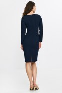 Sukienka z asymetryczną zakładką przy dekolcie S265 Navy - Nife Nife Sukienka z asymetryczną zakładką przy dekolcie S265 Navy - Nife Nife