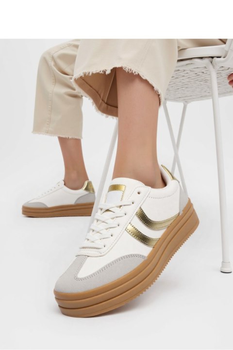 Damskie Sneakersy LUMI White/Gold - Inello Inello Damskie Sneakersy LUMI White/Gold - Inello Inello