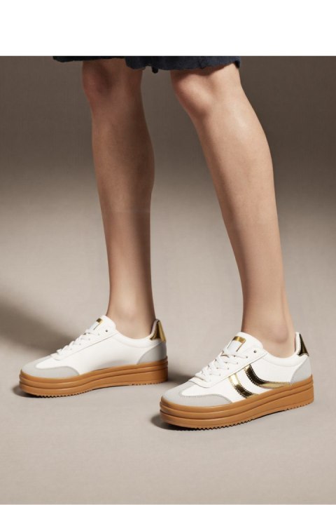 Damskie Sneakersy LUMI White/Gold - Inello Inello Damskie Sneakersy LUMI White/Gold - Inello Inello