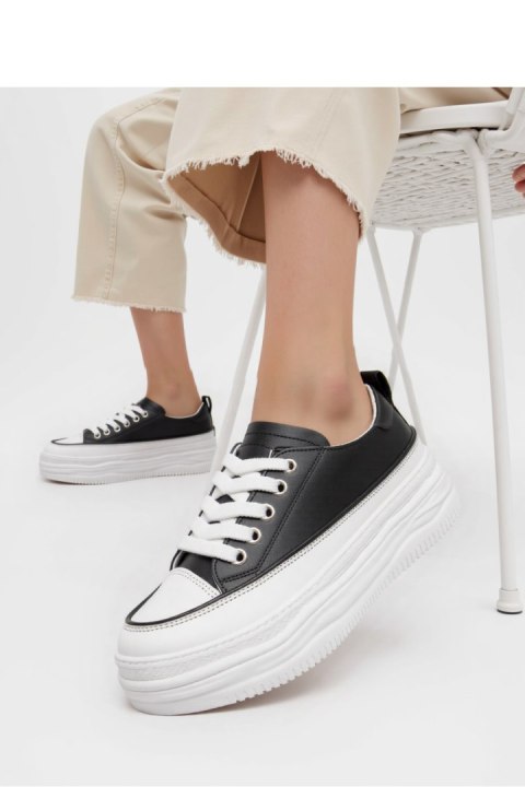 Damskie Sneakersy PLATFORMIA ? Black White - Inello Inello Damskie Sneakersy PLATFORMIA ? Black White - Inello Inello