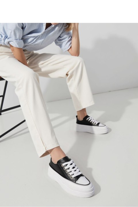 Damskie Sneakersy PLATFORMIA ? Black White - Inello Inello Damskie Sneakersy PLATFORMIA ? Black White - Inello Inello