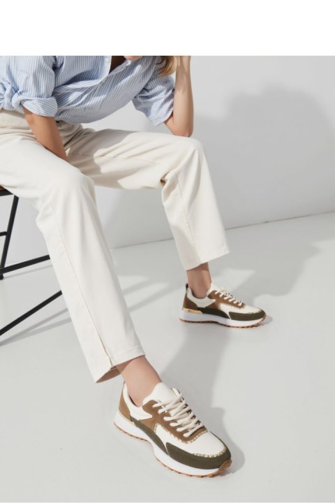Damskie Sneakersy WHITE ARMY GREEN - Inello Inello Damskie Sneakersy WHITE ARMY GREEN - Inello Inello