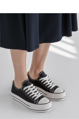 Damskie Trampki VELTRO BLACK ? Klasyczne Buty na Platformie - Inello Inello