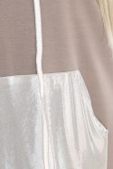 591-1 Sukienka kangurka z kapturem i metalicznymi detalami - Mocha Mousse | Numoco Basic 591-1 Sukienka kangurka z kapturem i metalicznymi detalami - Mocha Mousse | Numoco Basic