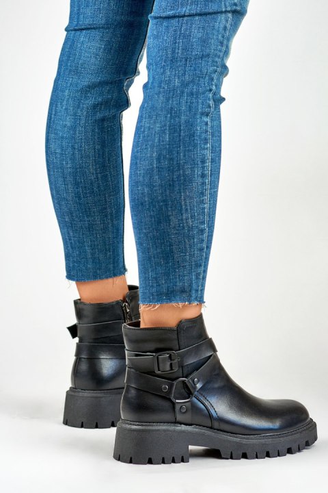 Botki Model Aline 250043B-PU Black - PRIMO PRIMO Botki Model Aline 250043B-PU Black - PRIMO PRIMO