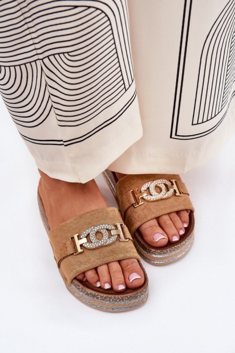 Sandał Klapki Model Eanes M530 Camel - Step in style Step in style Sandał Klapki Model Eanes M530 Camel - Step in style Step in style