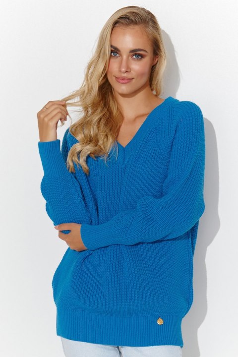 Sweter Damski Model S140 Blue - Makadamia Makadamia Sweter Damski Model S140 Blue - Makadamia Makadamia