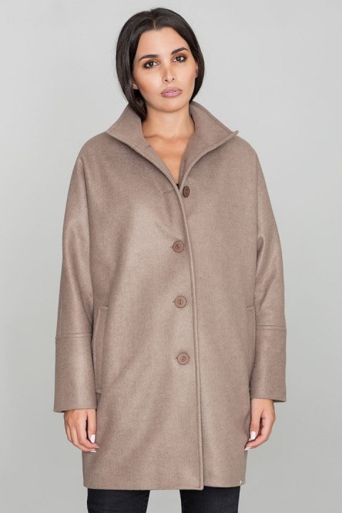 Płaszcz Damski Model M589 Mocca - Figl Figl Płaszcz Damski Model M589 Mocca - Figl Figl