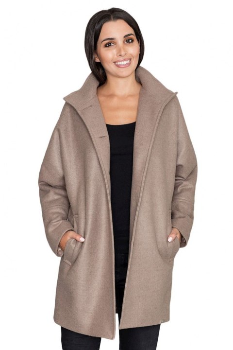 Płaszcz Damski Model M589 Mocca - Figl Figl Płaszcz Damski Model M589 Mocca - Figl Figl