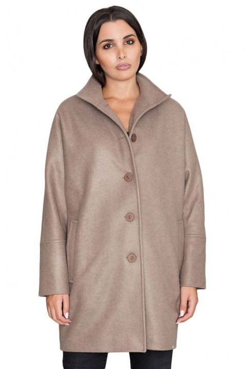 Płaszcz Damski Model M589 Mocca - Figl Figl Płaszcz Damski Model M589 Mocca - Figl Figl