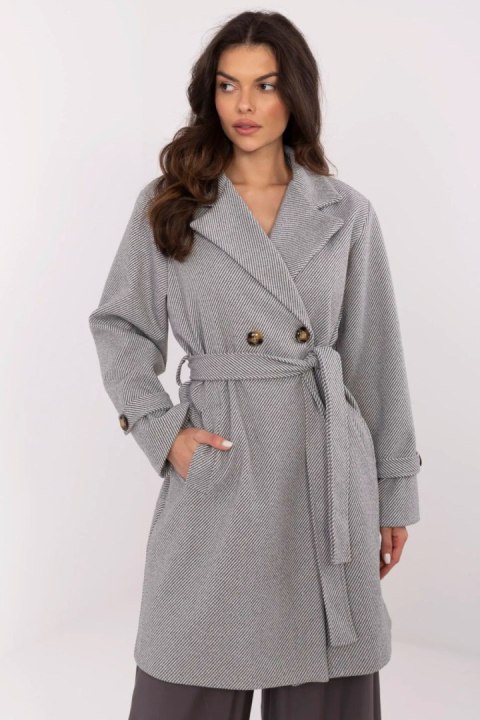Płaszcz Damski Model MO-PL-5209.87 White/Grey - Italy Moda Italy Moda Płaszcz Damski Model MO-PL-5209.87 White/Grey - Italy Moda Italy Moda