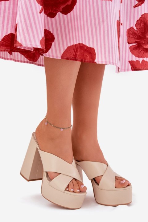 Sandał Klapki Model Lenobos 6874 Beige - Step in style Step in style Sandał Klapki Model Lenobos 6874 Beige - Step in style Step in style