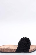 Sandał Klapki korkowe z kwiatami SEBILL BLACK - Inello Inello Sandał Klapki korkowe z kwiatami SEBILL BLACK - Inello Inello