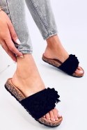 Sandał Klapki korkowe z kwiatami SEBILL BLACK - Inello Inello Sandał Klapki korkowe z kwiatami SEBILL BLACK - Inello Inello