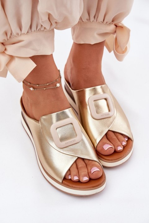 Sandał Klapki Model Artiker 56C2146 Gold - Step in style Step in style Sandał Klapki Model Artiker 56C2146 Gold - Step in style Step in style