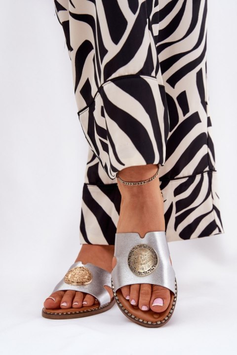 Sandał Klapki Model Oferry L2857 SIlver - Step in style Step in style Sandał Klapki Model Oferry L2857 SIlver - Step in style Step in style