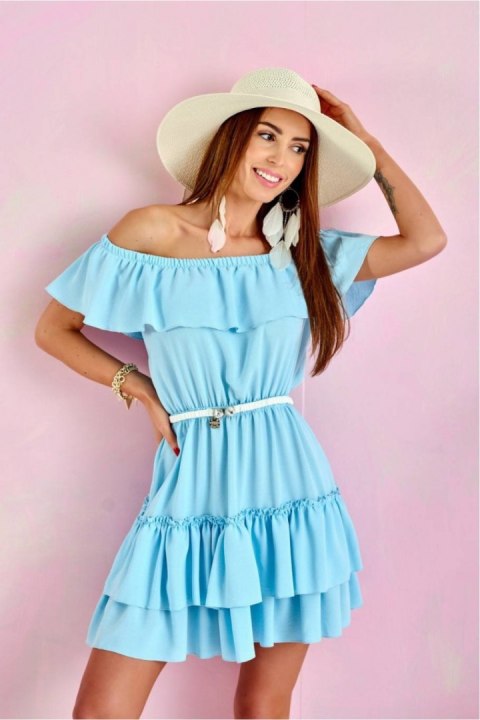 Sukienka Model BLE SUK0291 Błękit - Roco Fashion Roco Fashion Sukienka Model BLE SUK0291 Błękit - Roco Fashion Roco Fashion