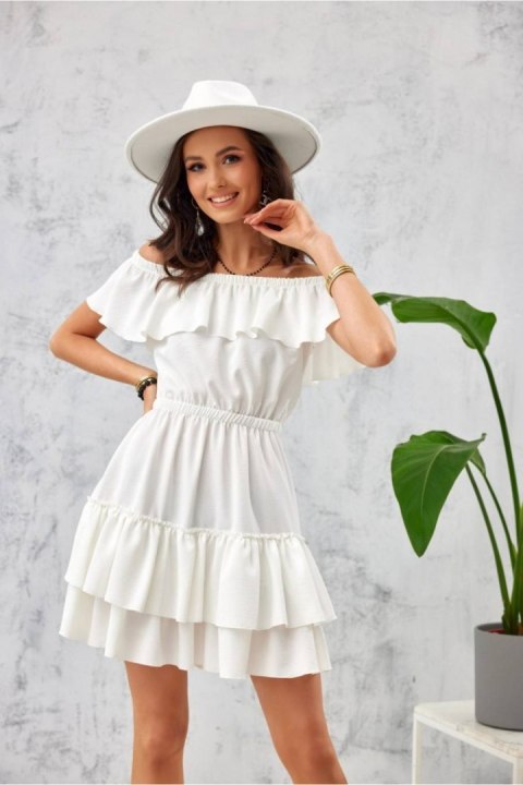 Sukienka Model EKR SUK0291 Ecru - Roco Fashion Roco Fashion Sukienka Model EKR SUK0291 Ecru - Roco Fashion Roco Fashion