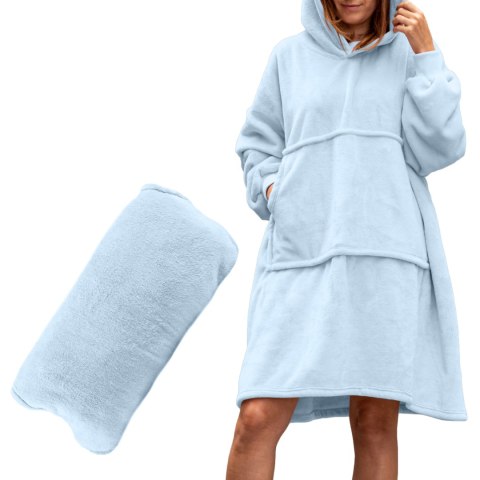 Bluzair Bluza Koc Oversize Kaptur Polska Błękitny Bluzair Bluza Koc Oversize Kaptur Polska Błękitny