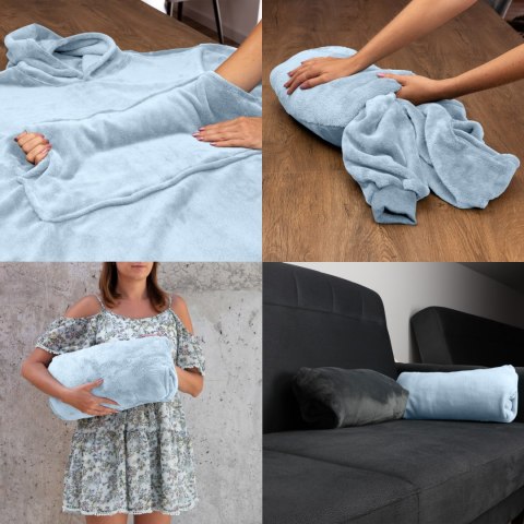 Bluzair Bluza Koc Oversize Kaptur Polska Błękitny Bluzair Bluza Koc Oversize Kaptur Polska Błękitny