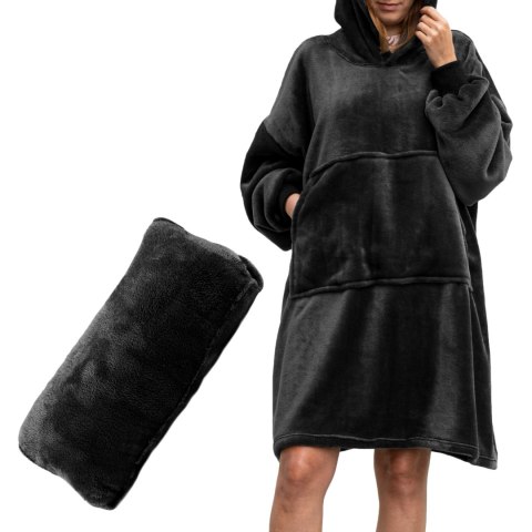 Bluzair Bluza Koc Oversize Kaptur Polska Czarny Bluzair Bluza Koc Oversize Kaptur Polska Czarny