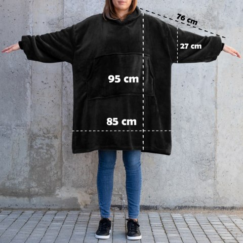 Bluzair Bluza Koc Oversize Kaptur Polska Czarny Bluzair Bluza Koc Oversize Kaptur Polska Czarny
