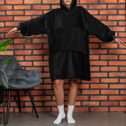 Bluzair Bluza Koc Oversize Kaptur Polska Czarny Bluzair Bluza Koc Oversize Kaptur Polska Czarny
