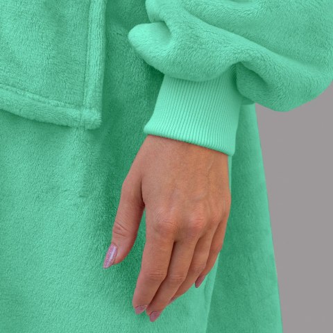 Bluzair Bluza Koc Oversize z Kapturem Polska Mięta Bluzair Bluza Koc Oversize z Kapturem Polska Mięta