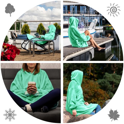 Bluzair Bluza Koc Oversize z Kapturem Polska Mięta Bluzair Bluza Koc Oversize z Kapturem Polska Mięta