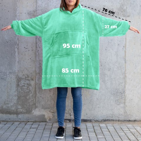 Bluzair Bluza Koc Oversize z Kapturem Polska Mięta Bluzair Bluza Koc Oversize z Kapturem Polska Mięta