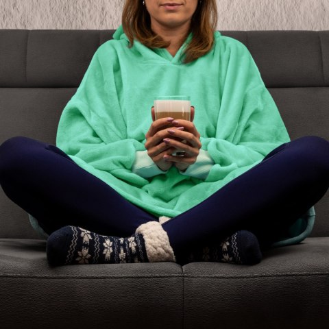 Bluzair Bluza Koc Oversize z Kapturem Polska Mięta Bluzair Bluza Koc Oversize z Kapturem Polska Mięta